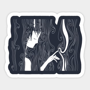 Stylized Woman Profile - white Sticker